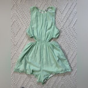 American Eagle Green Stripped Romper